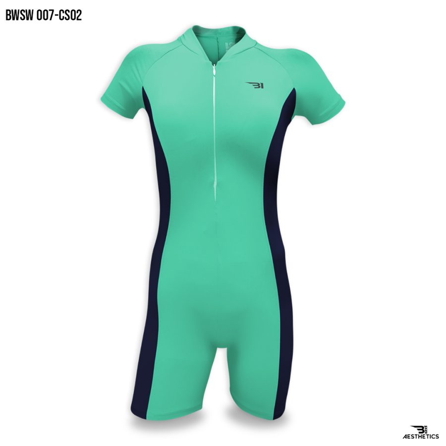 one piece aquamarine swimsuit