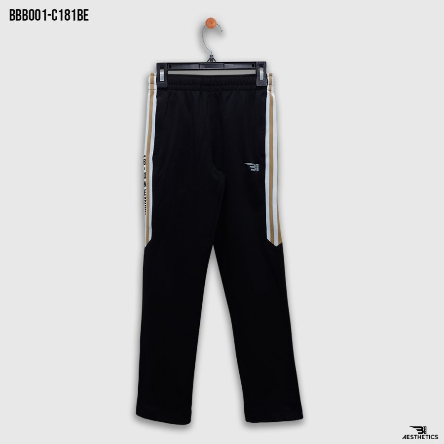 beige contrast full black kids track bottoms