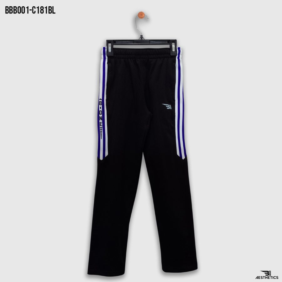blue contrast full black kids track bottoms