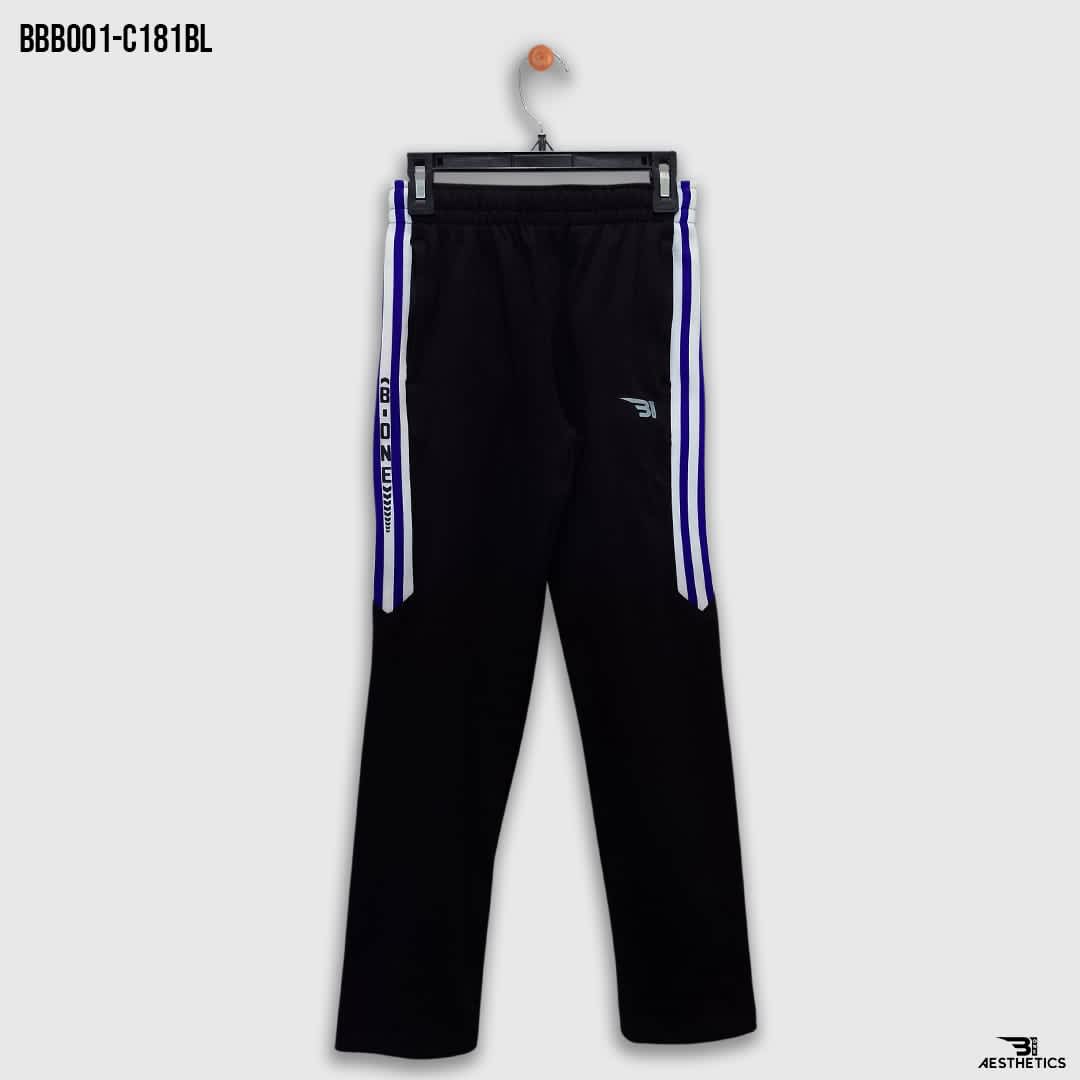 blue contrast full black kids track bottoms