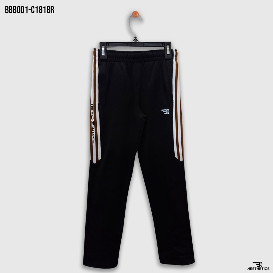 brown contrast full black kids track bottoms