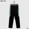 green contrast full black kids track bottoms
