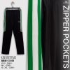green contrast full black kids track bottoms