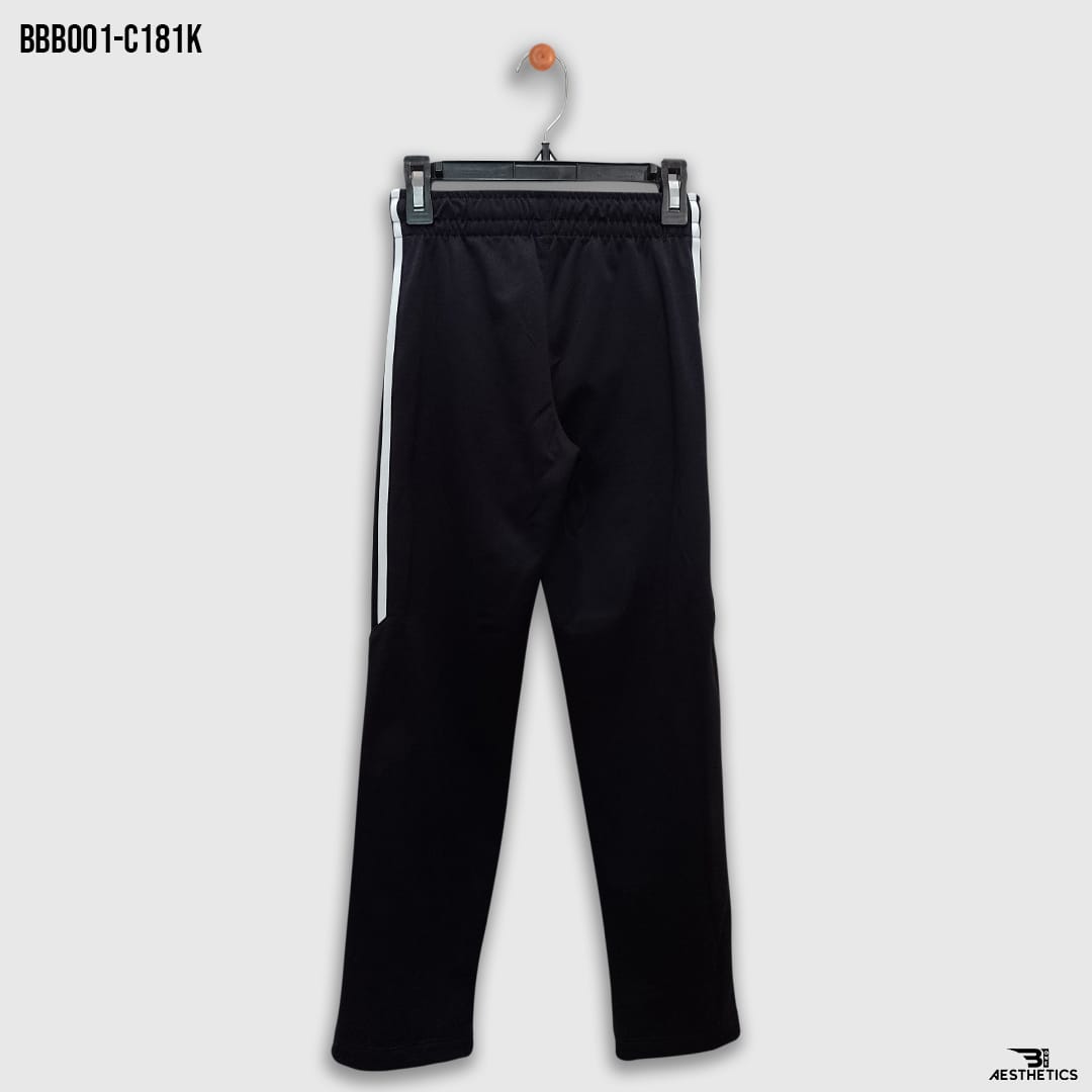 black contrast full black kids track bottoms