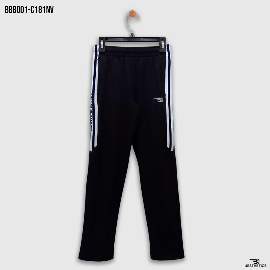 navy blue contrast full black kids track bottoms