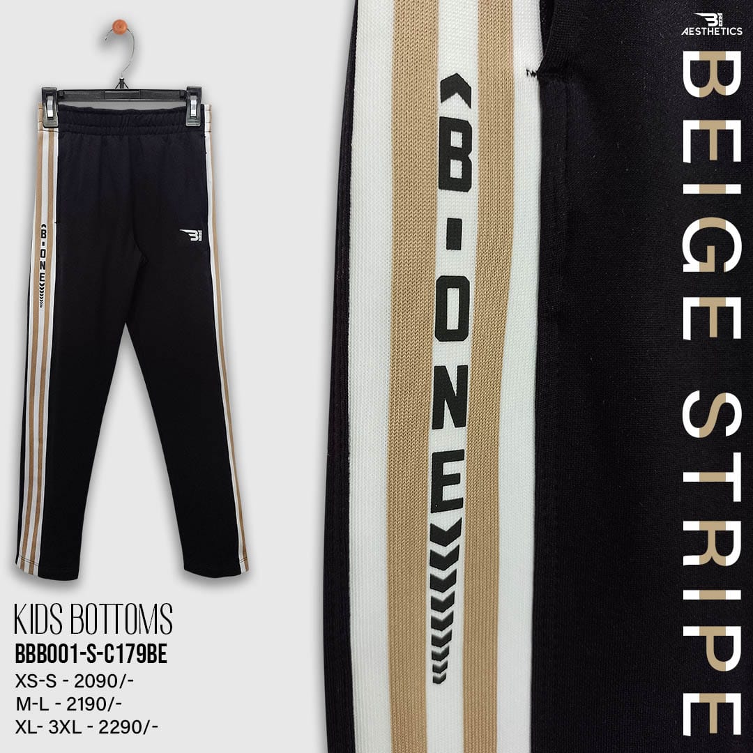 kids beige stripe black bottom