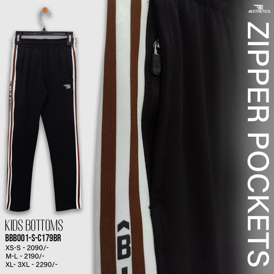 kids brown stripe black bottom