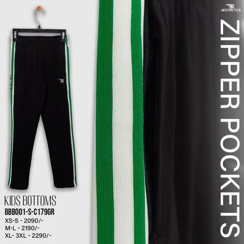 kids green stripe black bottom