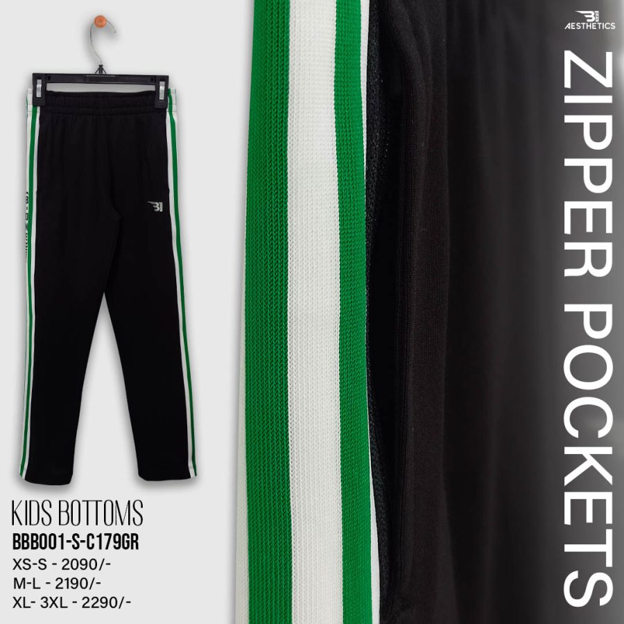kids green stripe black bottom
