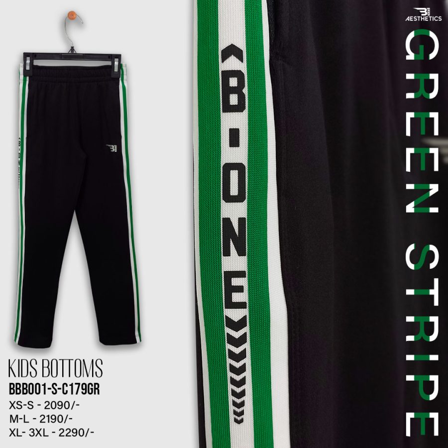 kids green stripe black bottom