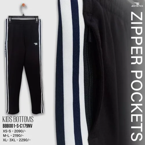 kids navy blue stripe black bottom