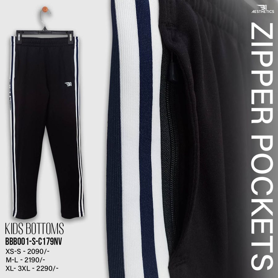 kids navy blue stripe black bottom
