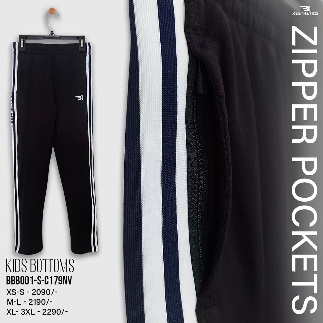 kids navy blue stripe black bottom