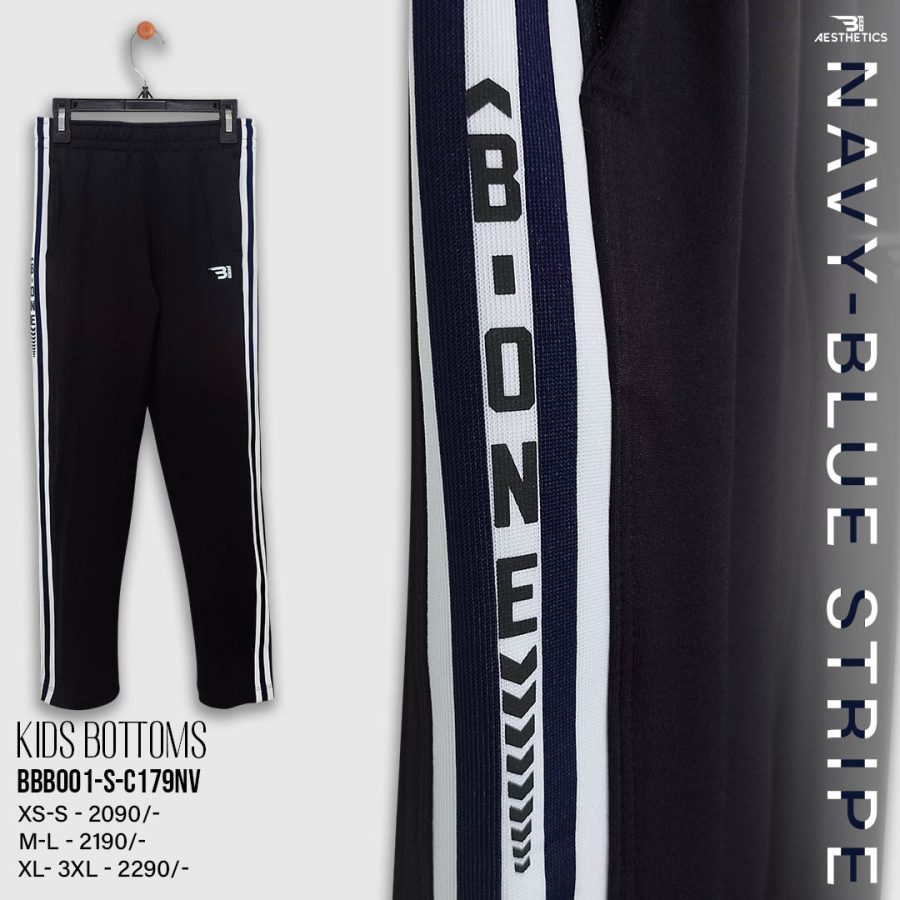 kids navy blue stripe black bottom