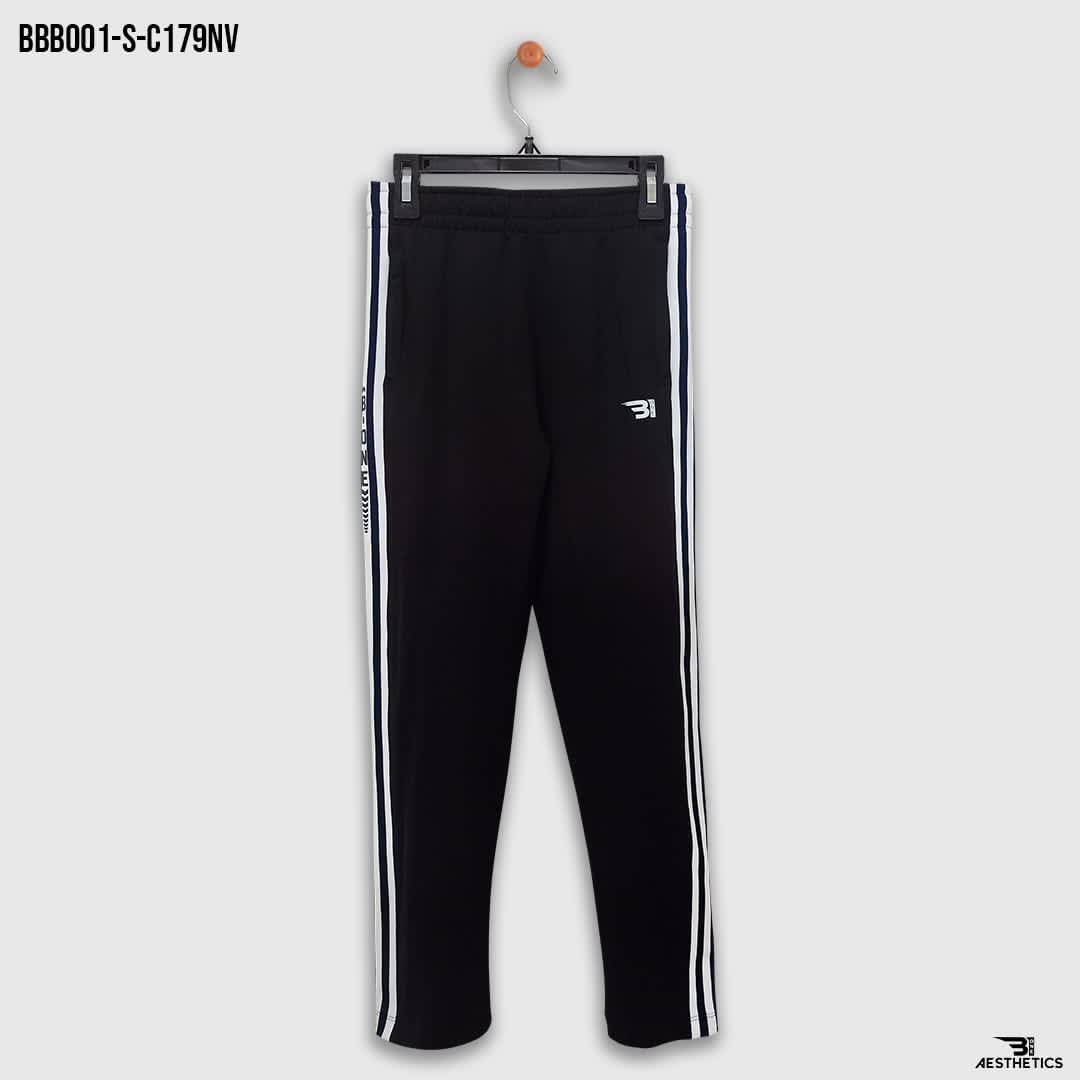 kids navy blue stripe black bottom