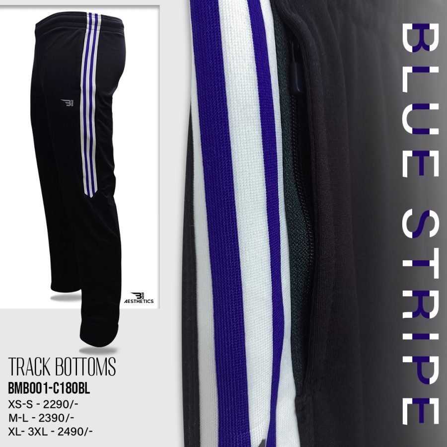 blue contrast full black track bottoms