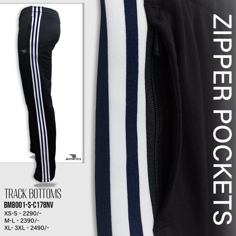navy blue stripe black bottom