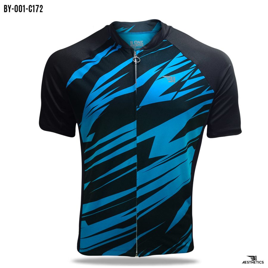 blue black abstract cycling jersey