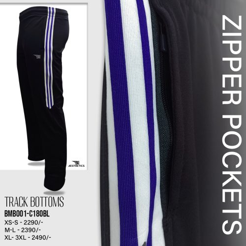 blue contrast full black track bottoms