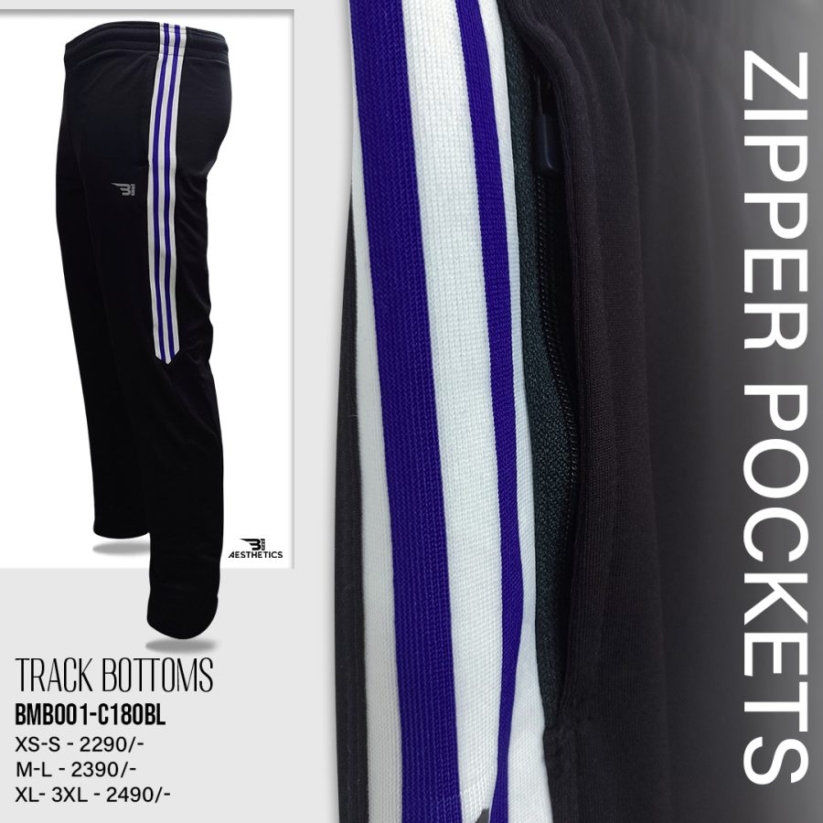 blue contrast full black track bottoms