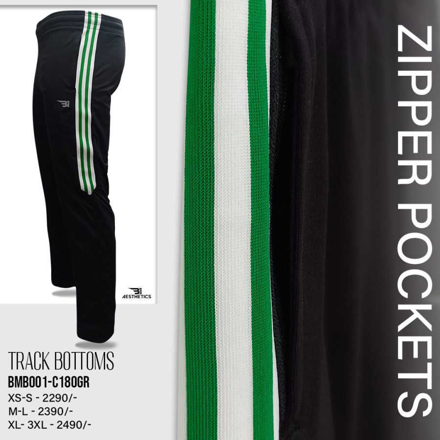 green contrast full black track bottoms