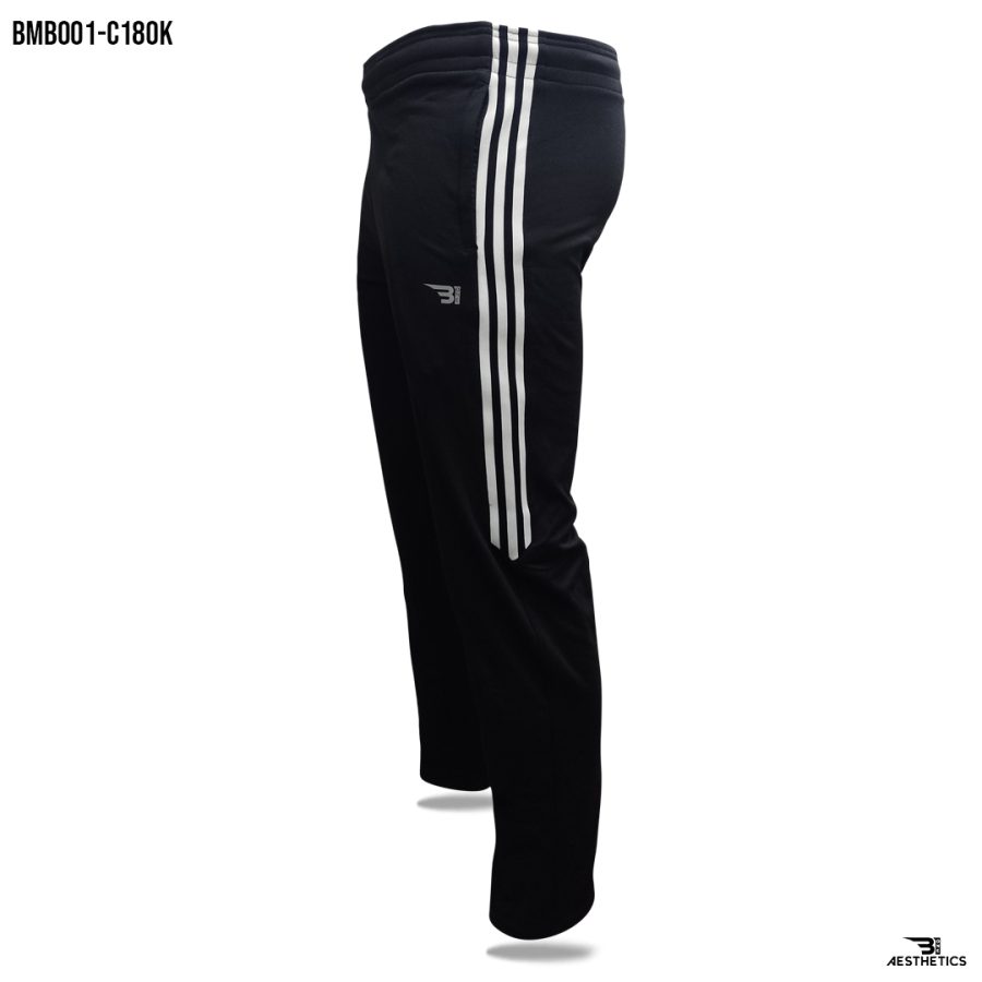 black contrast full black track bottoms
