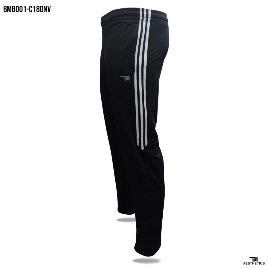 navy blue contrast full black track bottoms