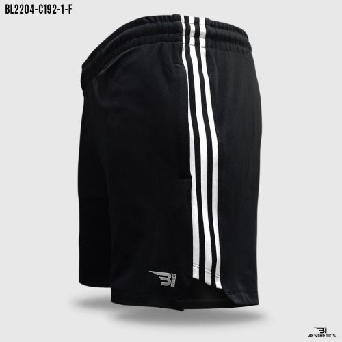 men's side full stripe black short