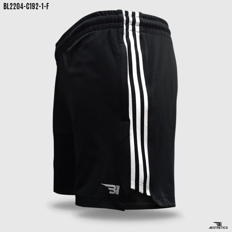men's side full stripe black short