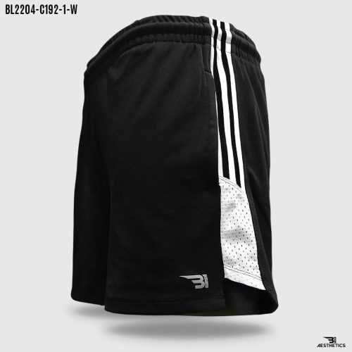 men's side contrast black short