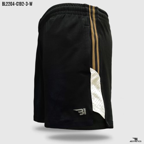 men's side brown contrast black short