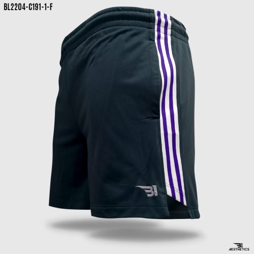 men's side full stripe blue short