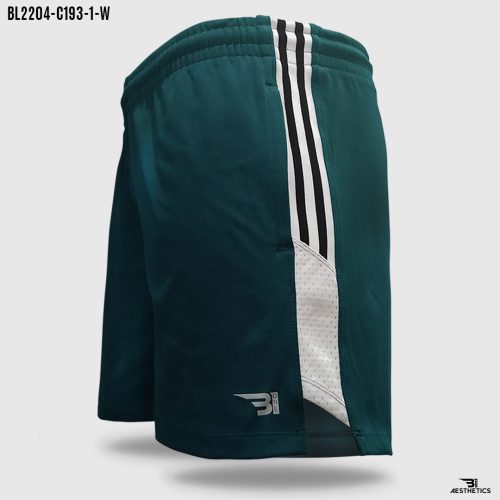 men's side contrast pine green short
