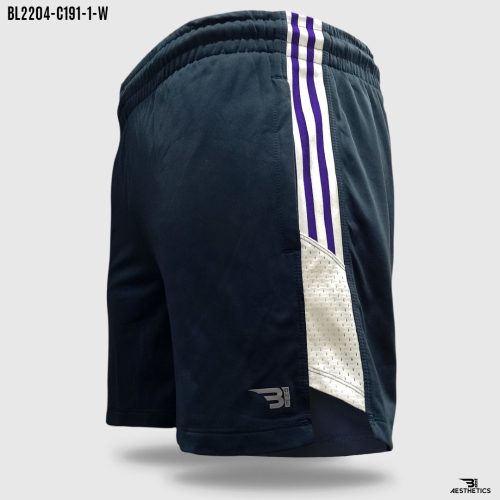 men's side contrast dark blue short
