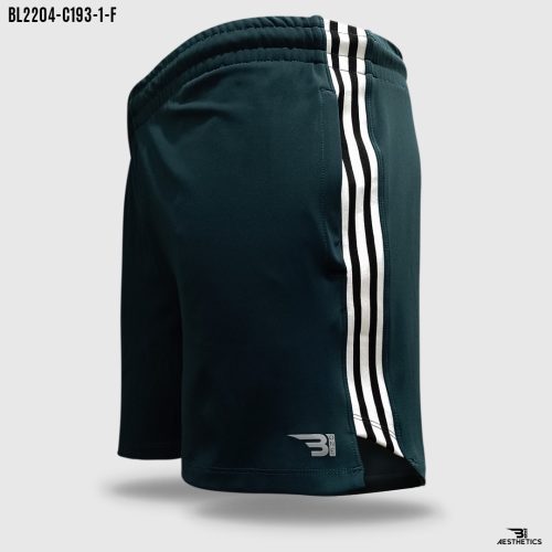 men's side full stripe pine green short