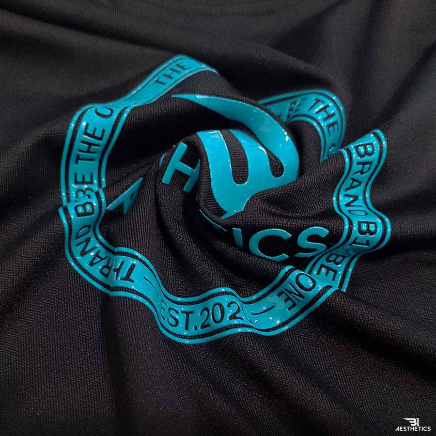 long sleeve print t shirt blue