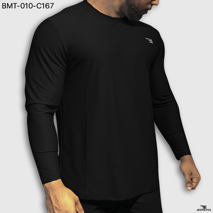 black long sleeve crew neck t shirt