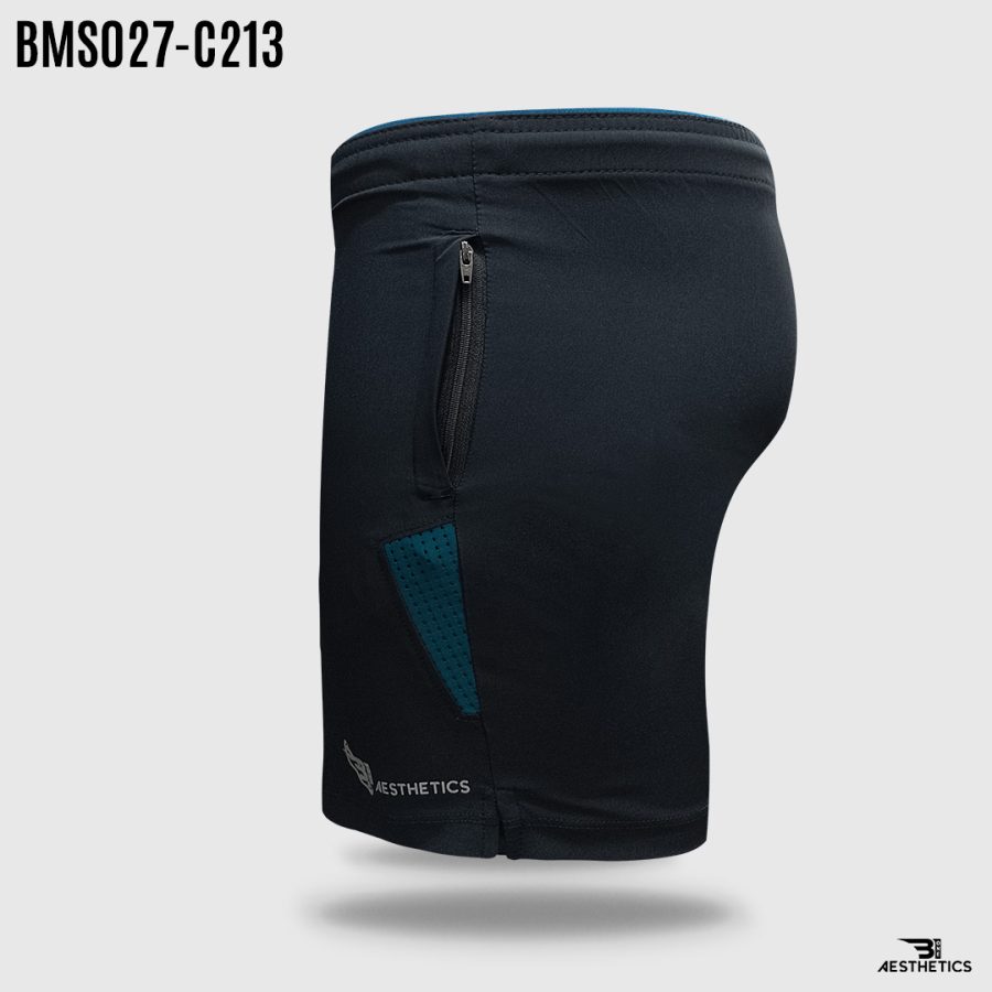 blue contrast blue zipper short