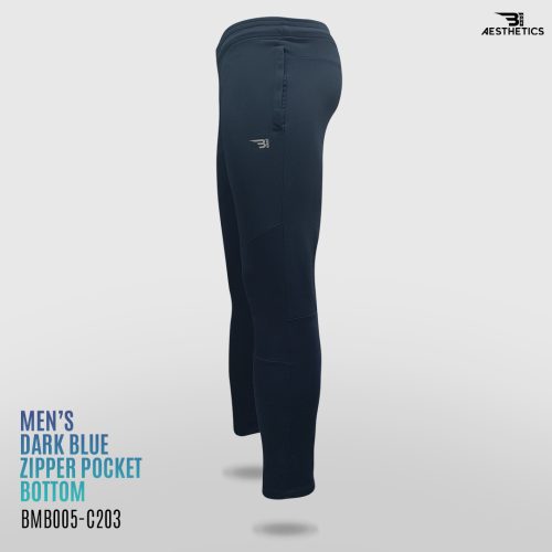 dark blue zipper pocket bottom