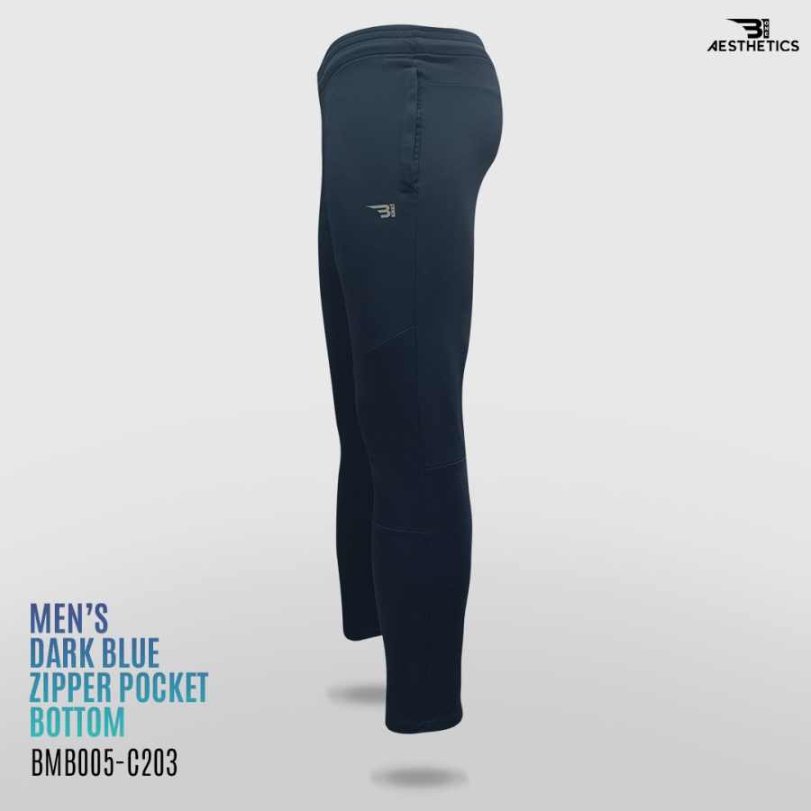 dark blue zipper pocket bottom