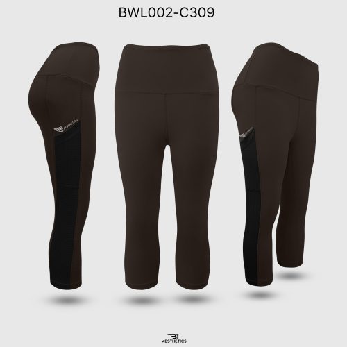 brown knee length mesh legging