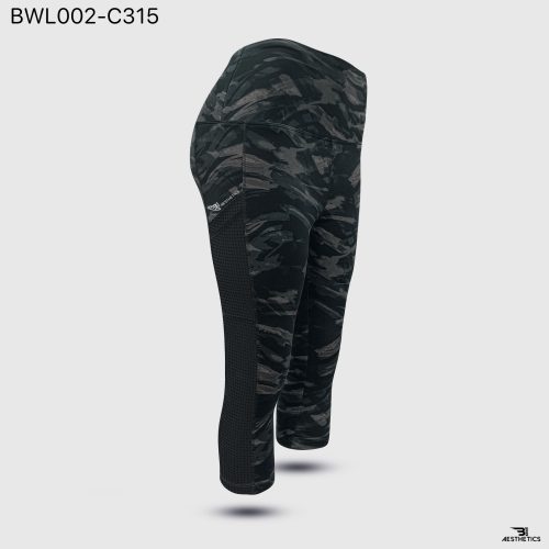 brushstrokes knee length mesh leggings