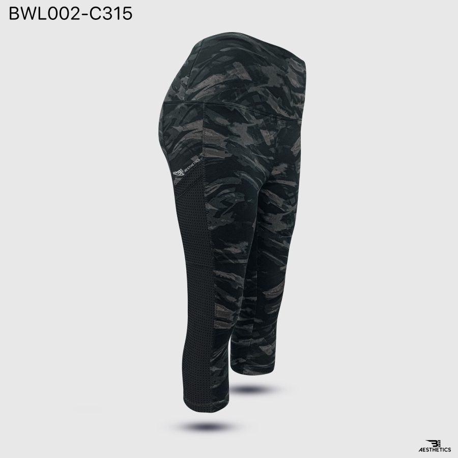 brushstrokes knee length mesh leggings