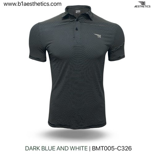 dark blue and white polo t shirt