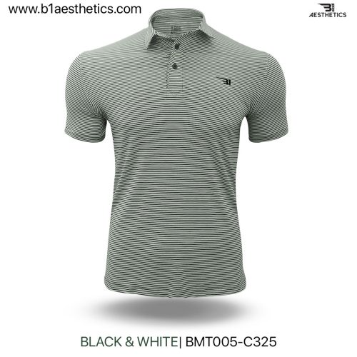 black and white polo t shirt