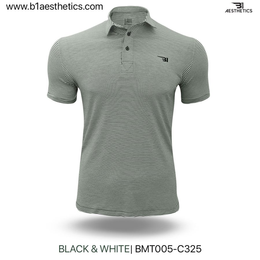 black and white polo t shirt
