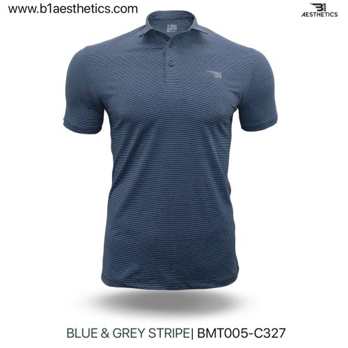 blue and grey polo t shirt