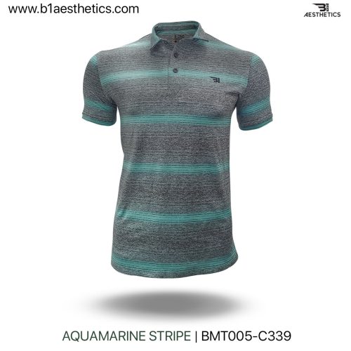 aquamarine stripe polo t shirt