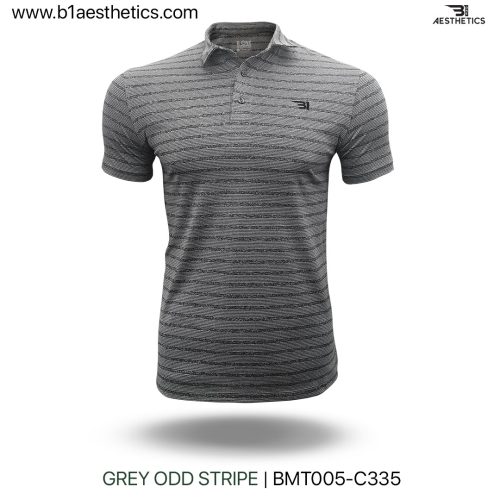 grey odd stripe polo t shirt