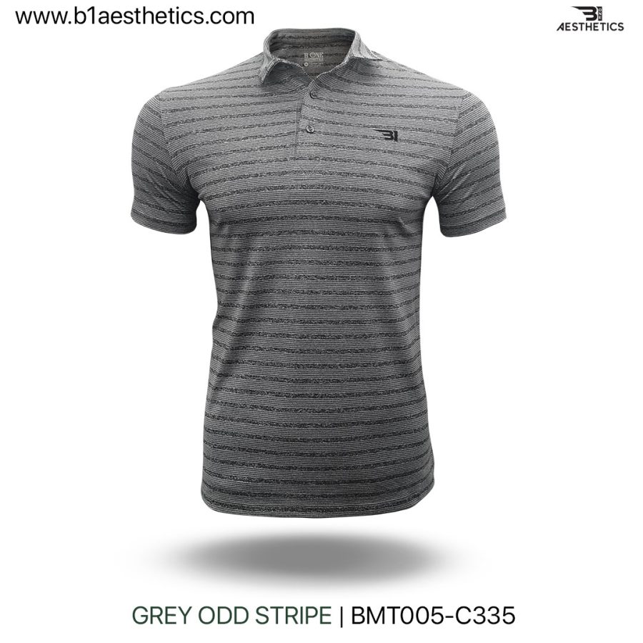 grey odd stripe polo t shirt